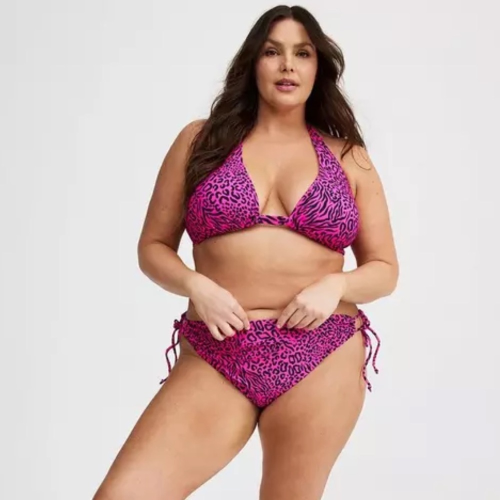 Torrid Plus Size Wild Leopard Pink Glo Bikini Set